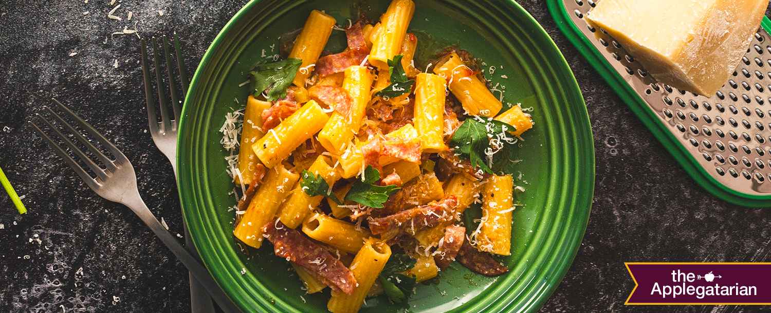 Bowl of Pasta with Spicy Salami 